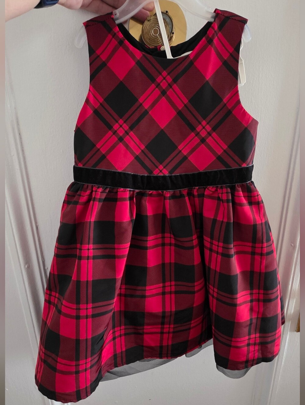 Girls Cat & JACK Red and Black Plaid Holiday Dress 5T